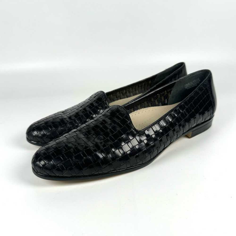 Trotters LIZ Black Weave Woven Leather Loafer Fla… - image 1