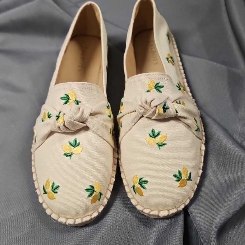 Talbots Izzy Cinched Cotton Embroidery Espadrille… - image 1