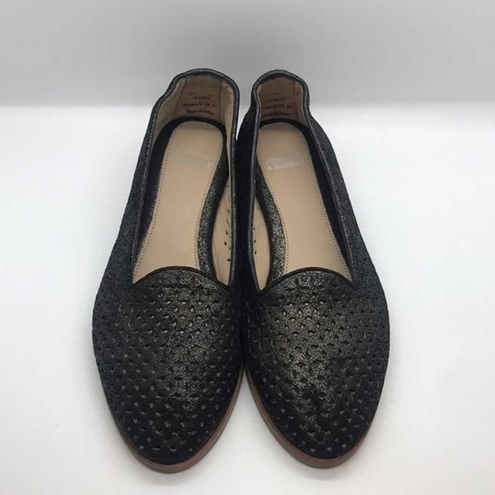 Johnston & Murphy Perforated Black Flats 6M - image 2