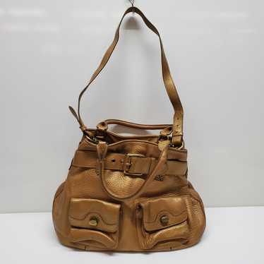 Cole Haan Brown/Gold Leather Belted Satchel Bag