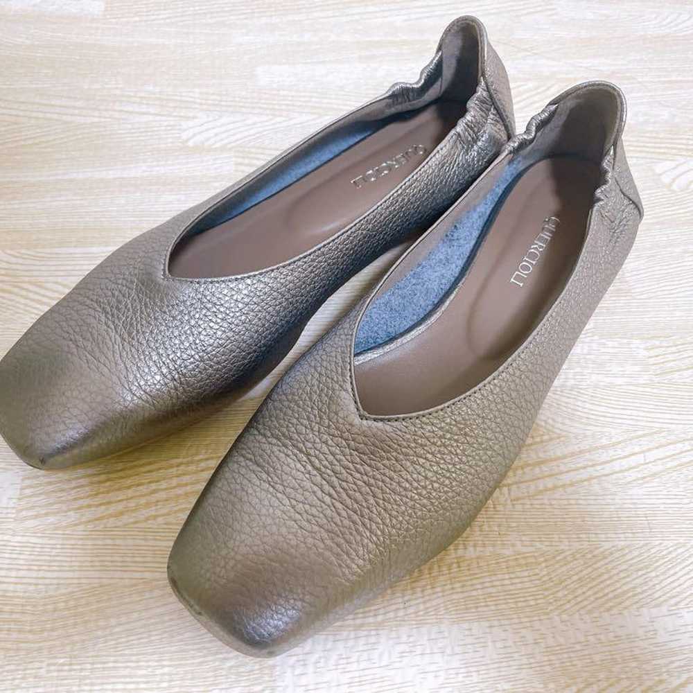 Women's Italian leather square toe flat pumps. - image 2