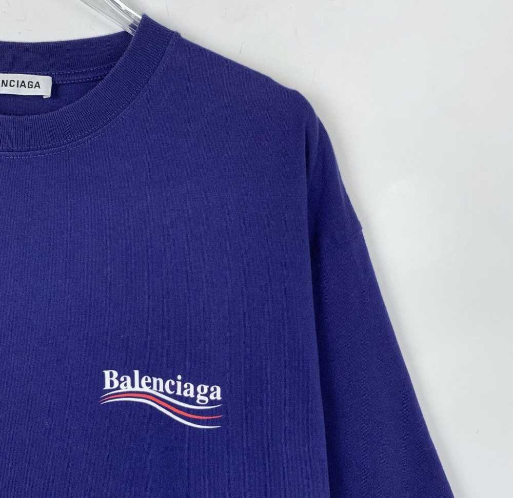 Balenciaga Balenciaga logo cola print blue cotton… - image 3