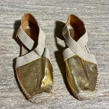 Tory Burch Catalina metallic gold espadrille shoes