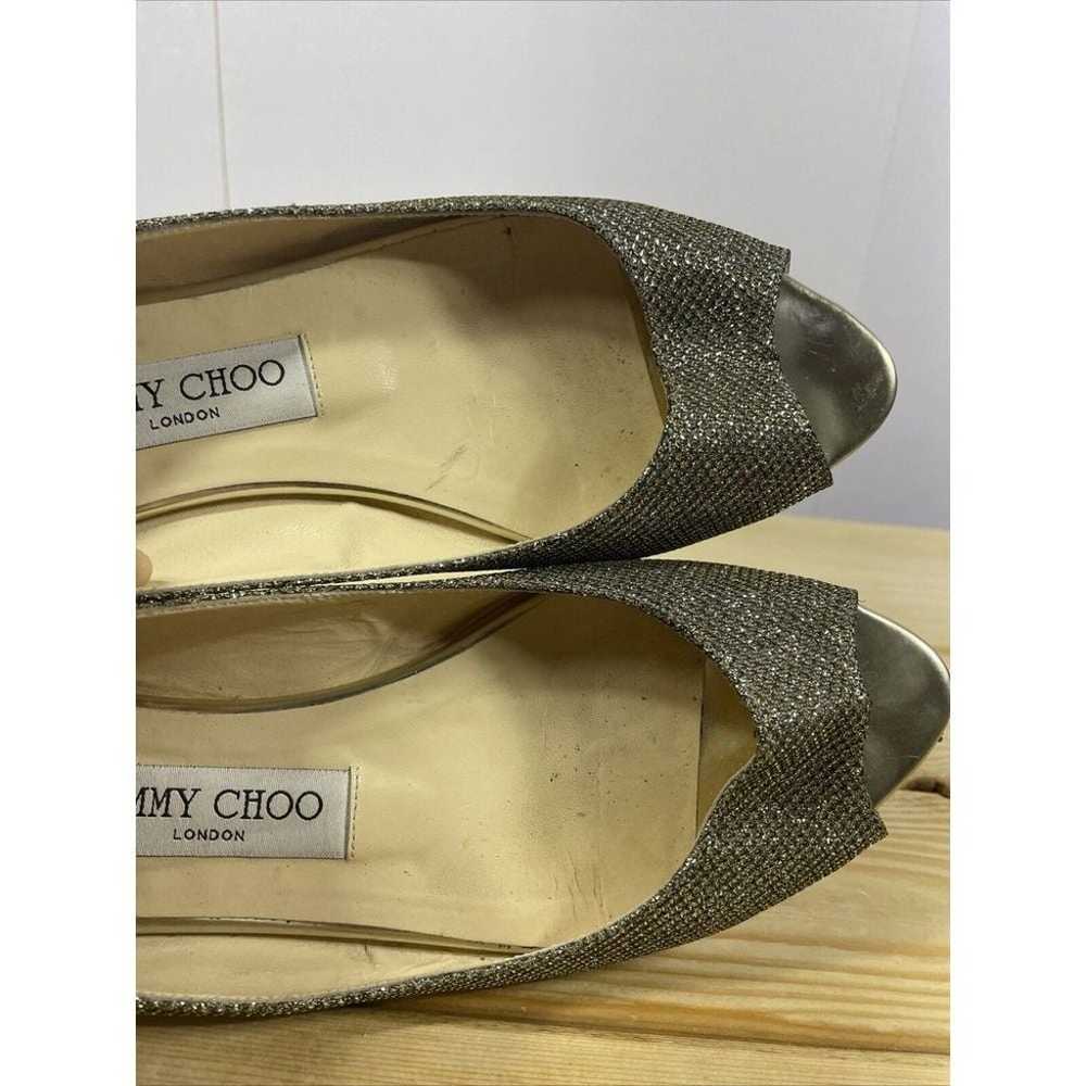 JIMMY CHOO Silver Glitter Champagne Canvas Metall… - image 9