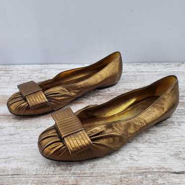 Salvatore Ferragamo Leather Ballet Flat Gold 6.5