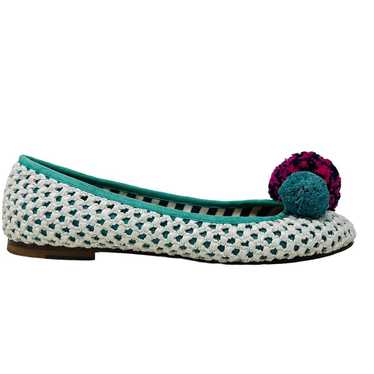 M x Missoni Ballet Flat Puff PomPom White Teal Clo