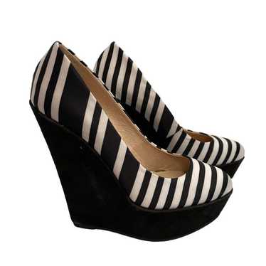 Aldo Black And White Striped Wedge Platform Shoes