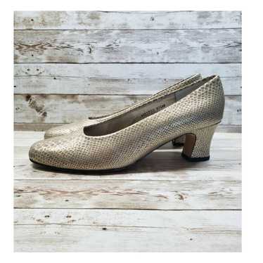 Ros Hommerson Pumps - Gold Tone Snakeskin Pattern… - image 1