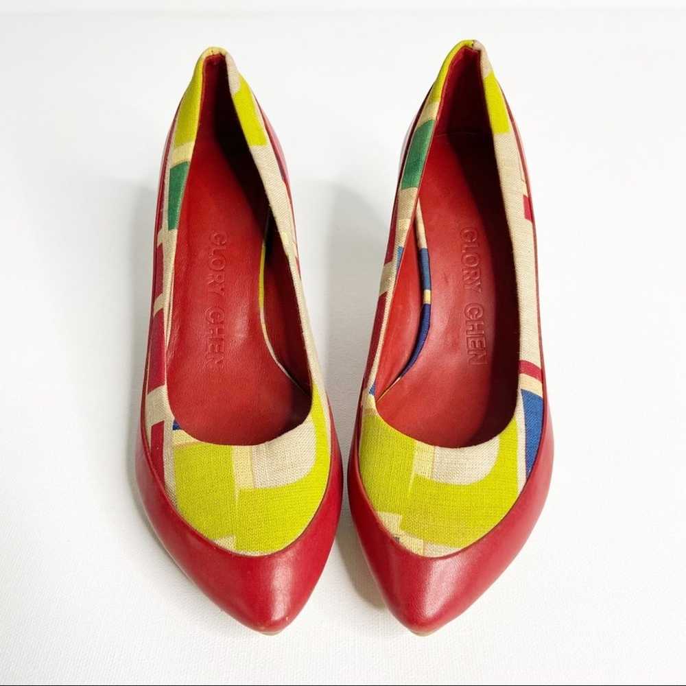 GLORY CHEN Retro Taylor Leather Heels Red Yellow … - image 2