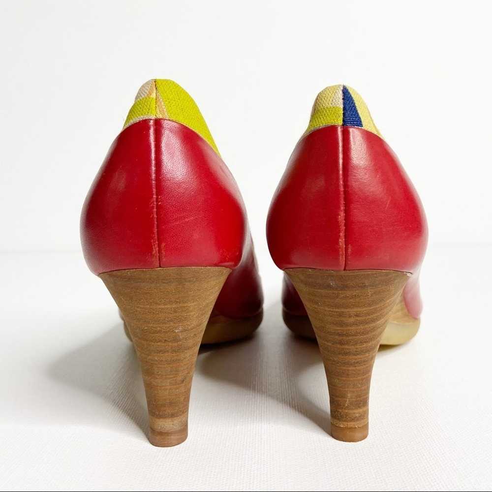 GLORY CHEN Retro Taylor Leather Heels Red Yellow … - image 5