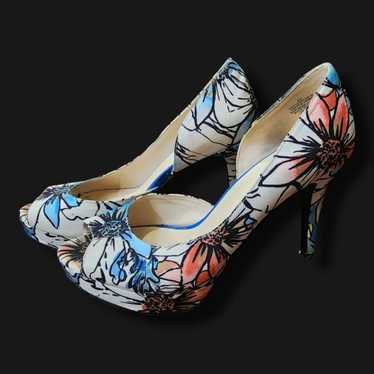 Nine West Floral Peep-toe Heels