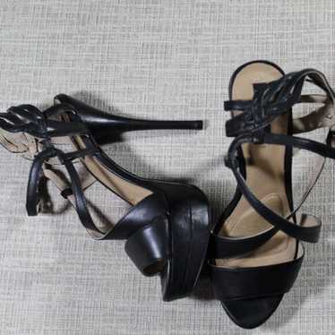 Mea Shadow Black Criss Cross Platform Stiletto Hee