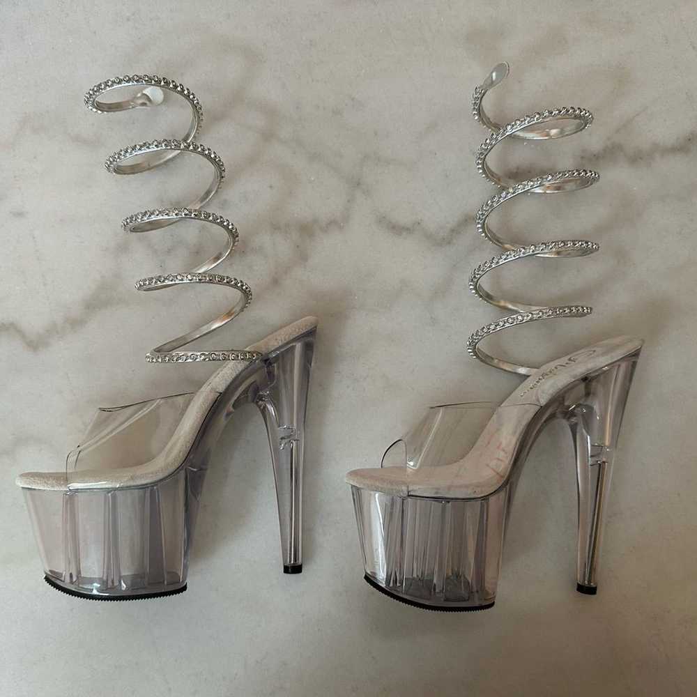 Pleaser 7” Clear Platform Sandal Stilettos with R… - image 7