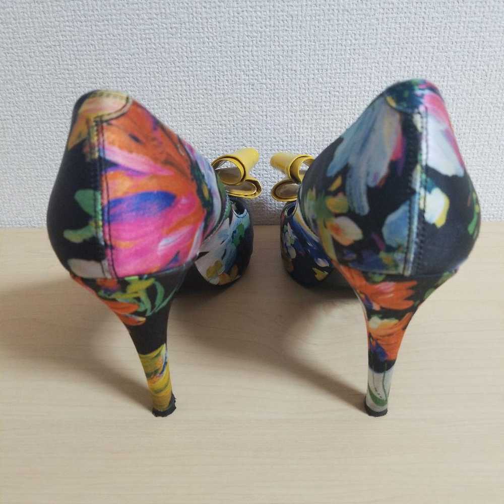 Diana Decaribon Flower Pattern Pumps Enamel 25cm - image 3