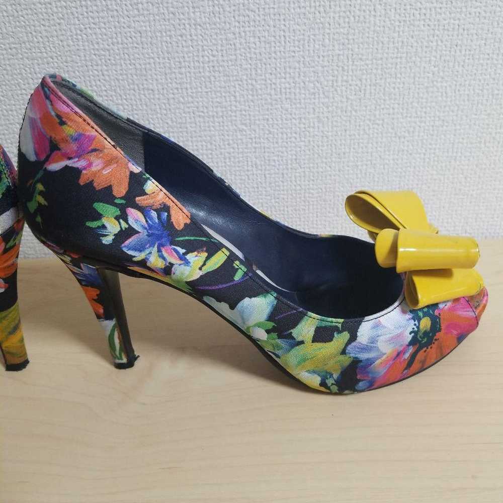 Diana Decaribon Flower Pattern Pumps Enamel 25cm - image 5