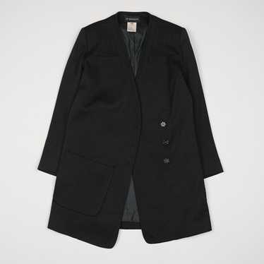 ANN DEMEULEMEESTER ウール コート ブラック XXS Ann Demeulemeester black long coat with asymmetric double