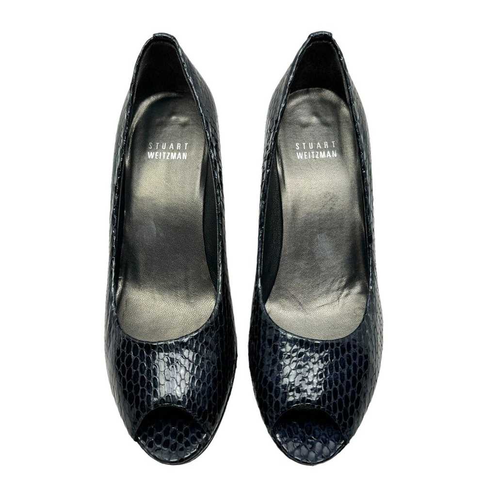 Stuart Weitzman Plainfield Logo Navy Embossed Rep… - image 2