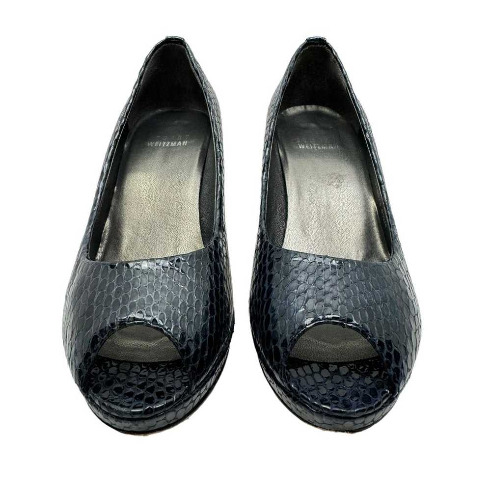 Stuart Weitzman Plainfield Logo Navy Embossed Rep… - image 3