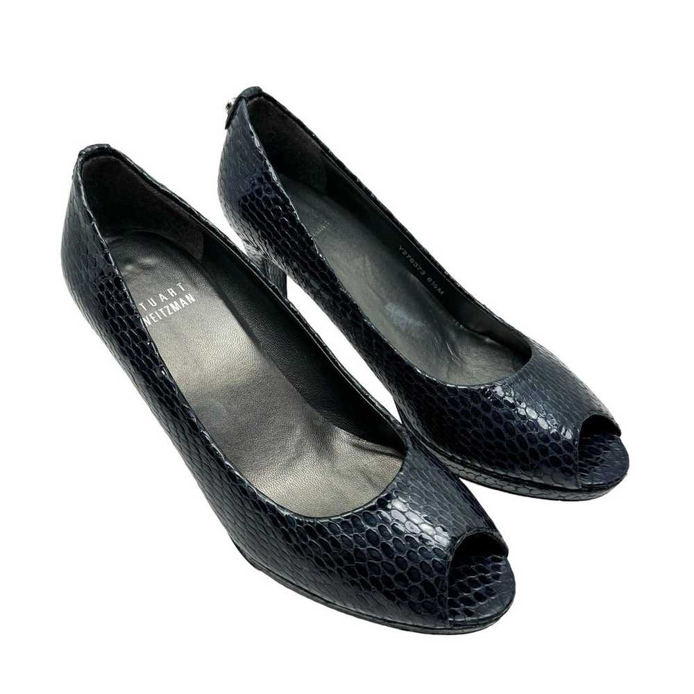 Stuart Weitzman Plainfield Logo Navy Embossed Rep… - image 6