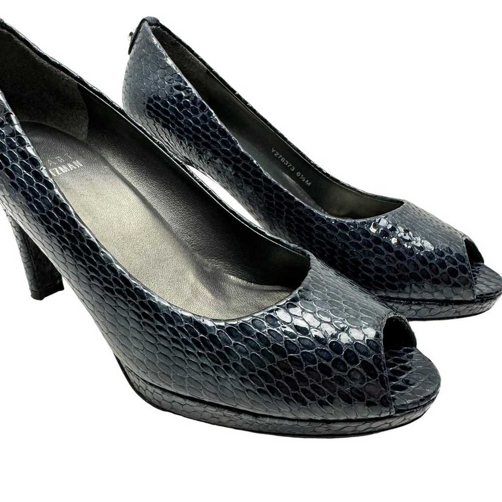 Stuart Weitzman Plainfield Logo Navy Embossed Rep… - image 7