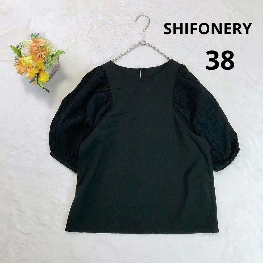 【SHIFONERY】Puff Sleeve Blouse (38) Black Half Sle… - image 1