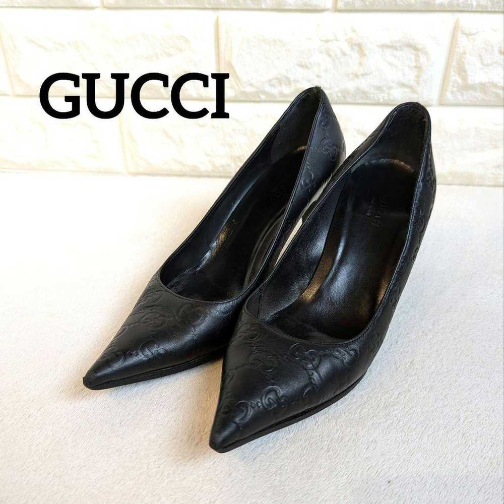 GUCCI high-heeled pumps in black leather with GG … - image 12