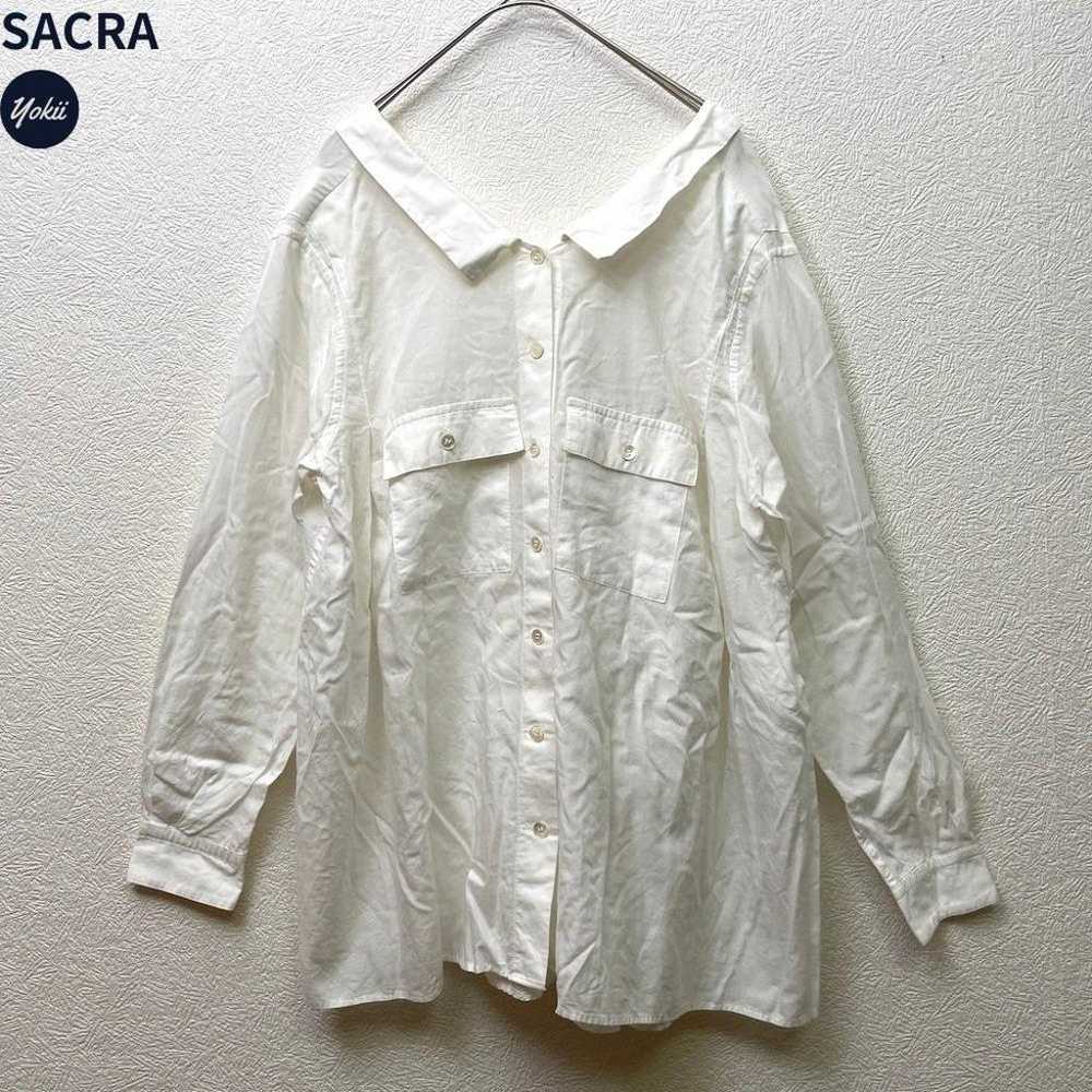 SACRA Sakura SHIPS Ribbon Attached Long Sleeve Sh… - image 1