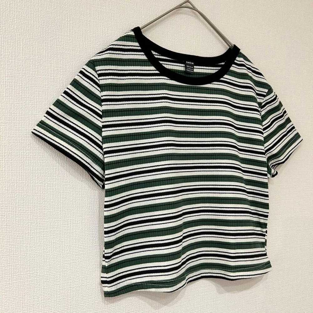 Shin green border chibi top stylish short length … - image 5