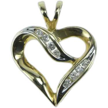 14K Classic Diamond Vintage Heart Love Symbol Pend