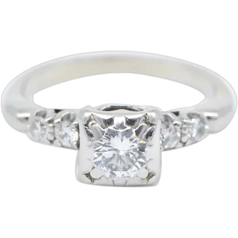 18K 1950's 0.50 Ctw Diamond Classic Engagement Ri… - image 1