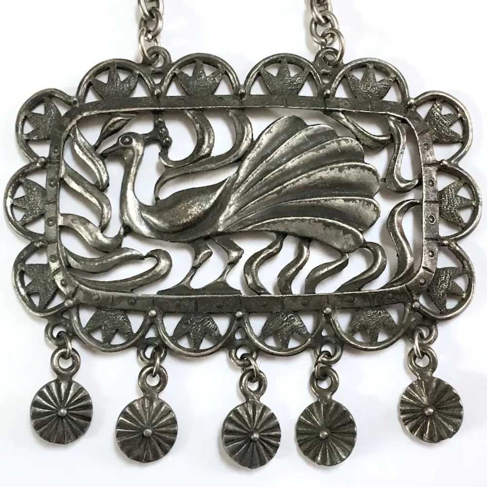 Large Peacock Bird Pendant Necklace With Dangles - image 4