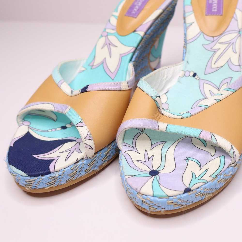 EMILIO PUCCI Firenze Floral High Heel Blue Espadr… - image 2