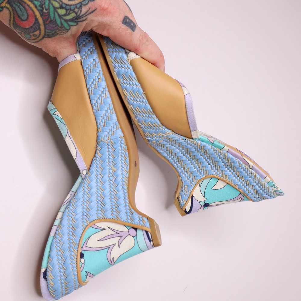 EMILIO PUCCI Firenze Floral High Heel Blue Espadr… - image 9