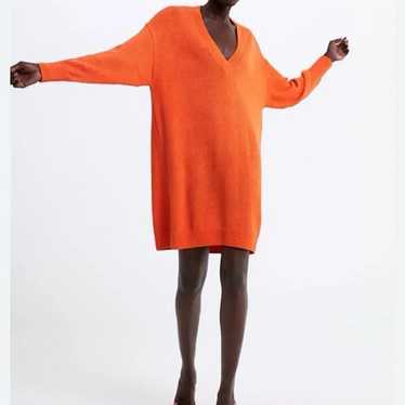 ZARA Orange Oversized Tunic Sweater Sweater Dress 