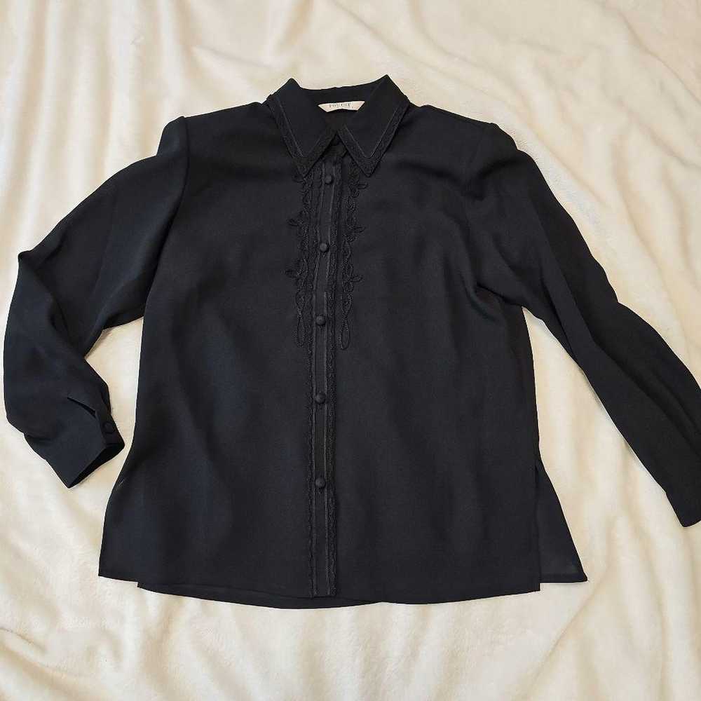 Showa retro vintage very nice design black blouse. - image 8