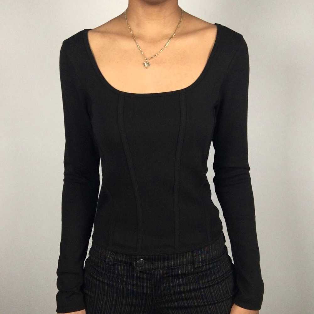 Gap Gap Modern Long Sleeve Corset Top Womens Blac… - image 1