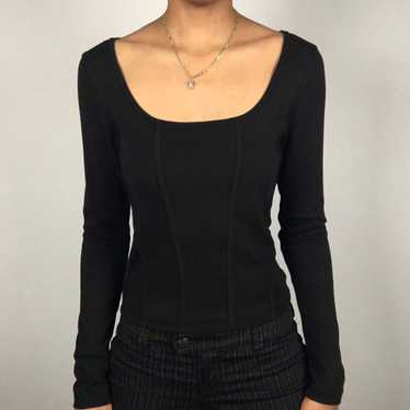 Gap Gap Modern Long Sleeve Corset Top Womens Blac… - image 1