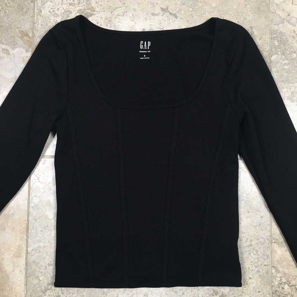 Gap Gap Modern Long Sleeve Corset Top Womens Blac… - image 4