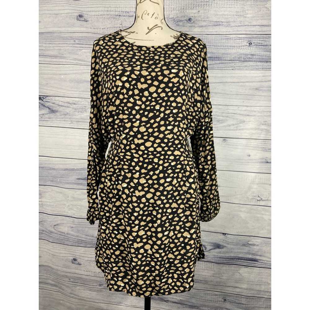 Zara Animal Print Mini Dress Womens  L Tie Waist … - image 2