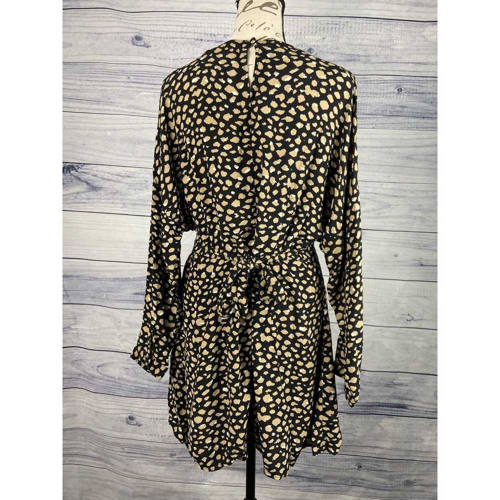 Zara Animal Print Mini Dress Womens  L Tie Waist … - image 3