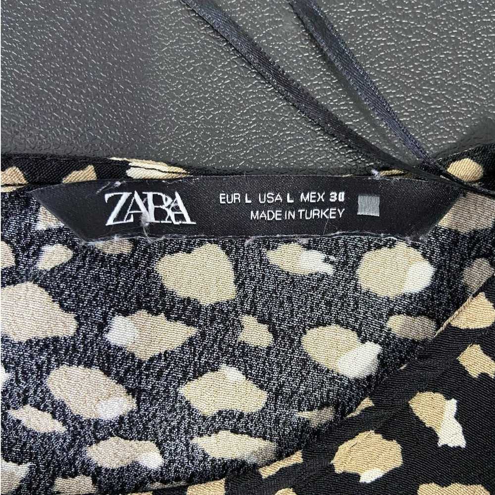 Zara Animal Print Mini Dress Womens  L Tie Waist … - image 6