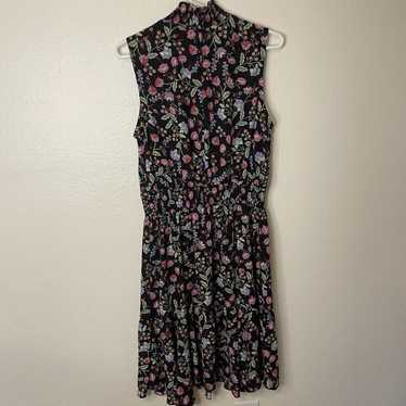 Nanette Lepore Black Floral High Neck Sleeveless … - image 1