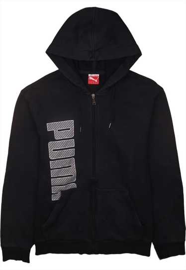 Vintage 90's Puma Black Spellout Full Zip Up Hood… - image 1