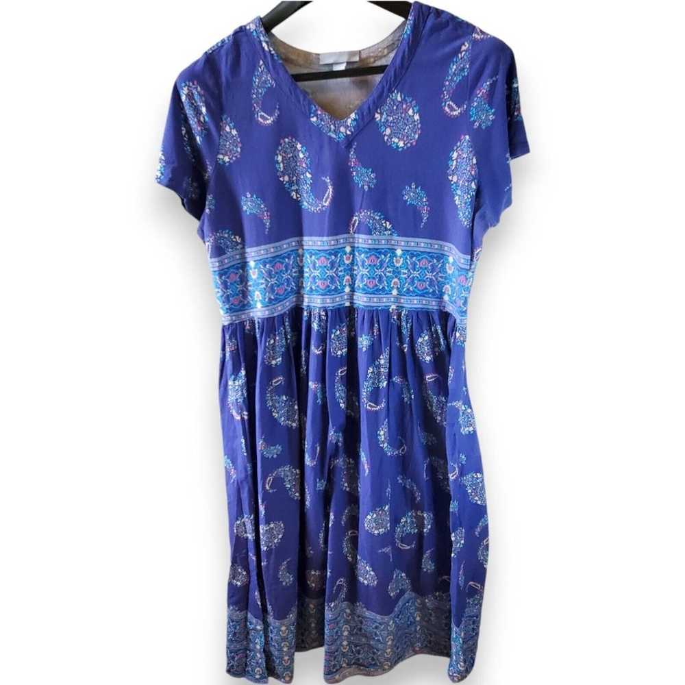 Boho Blue Paisley Print Babydoll Dress Only Neces… - image 1