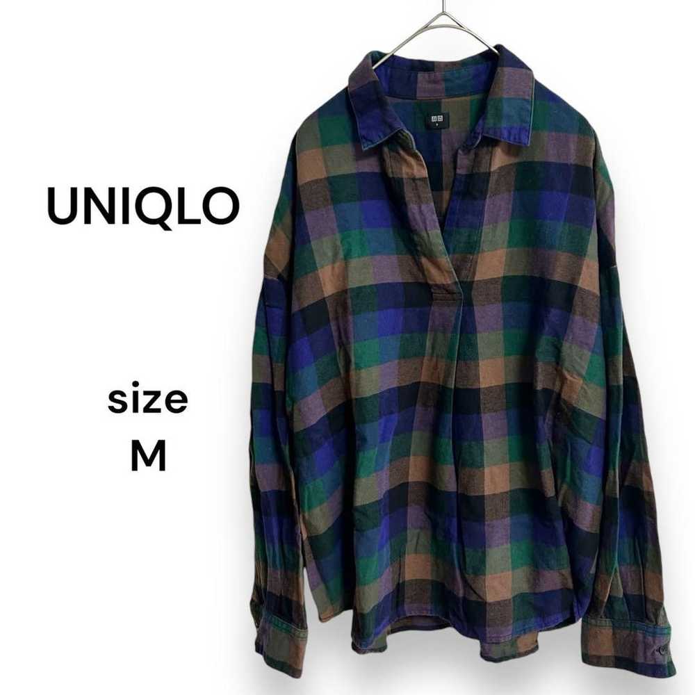 【UNIQLO】Flannel Check Skipper Shirt Long Sleeve D… - image 1