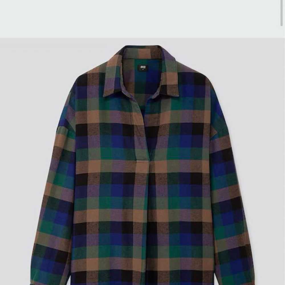 【UNIQLO】Flannel Check Skipper Shirt Long Sleeve D… - image 2