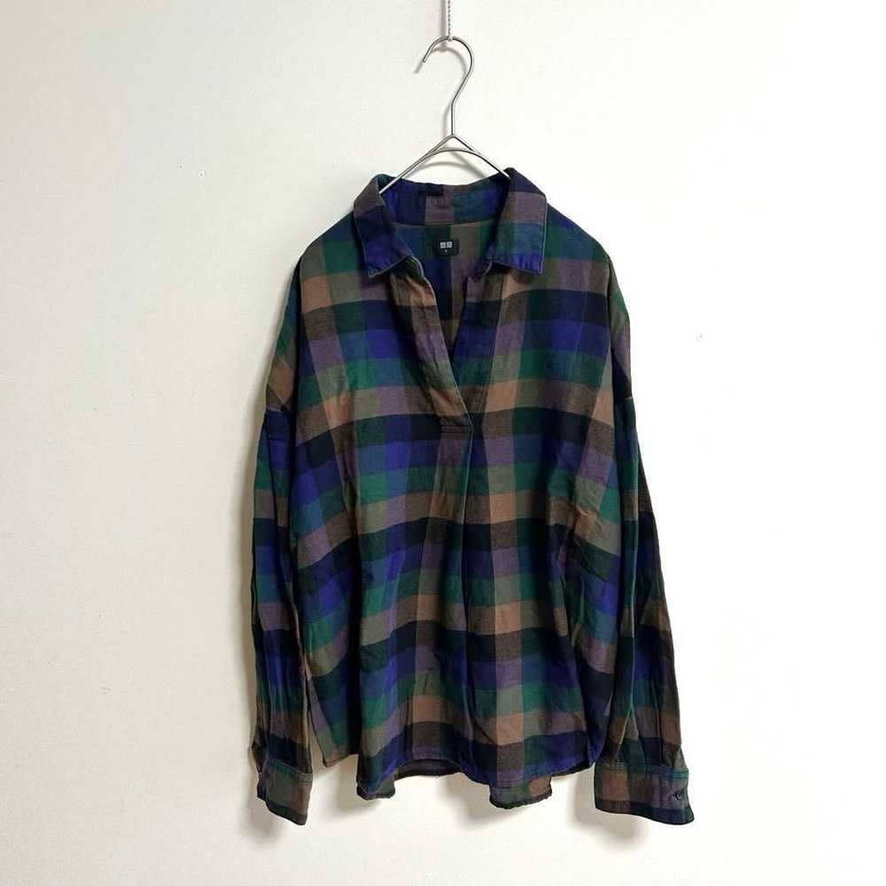 【UNIQLO】Flannel Check Skipper Shirt Long Sleeve D… - image 3