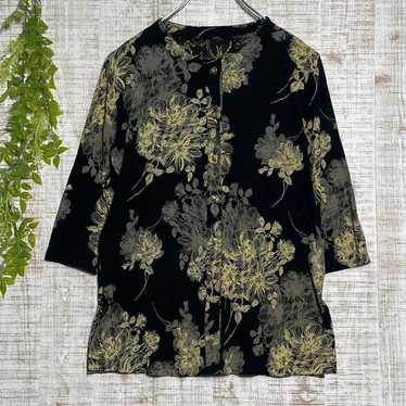 Ladies' tops, shirts, blouses, black, floral patt… - image 1