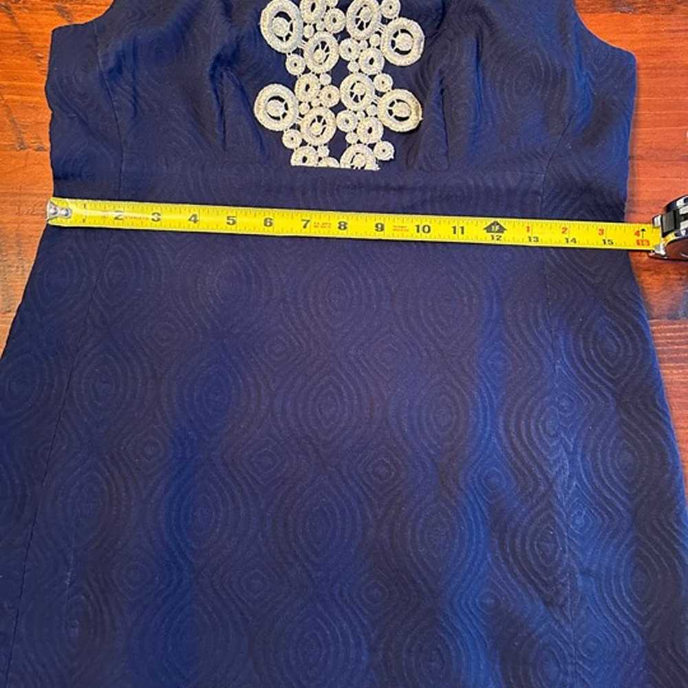 Lilly Pulitzer Shift Dress Dark Blue Gold Embelli… - image 5