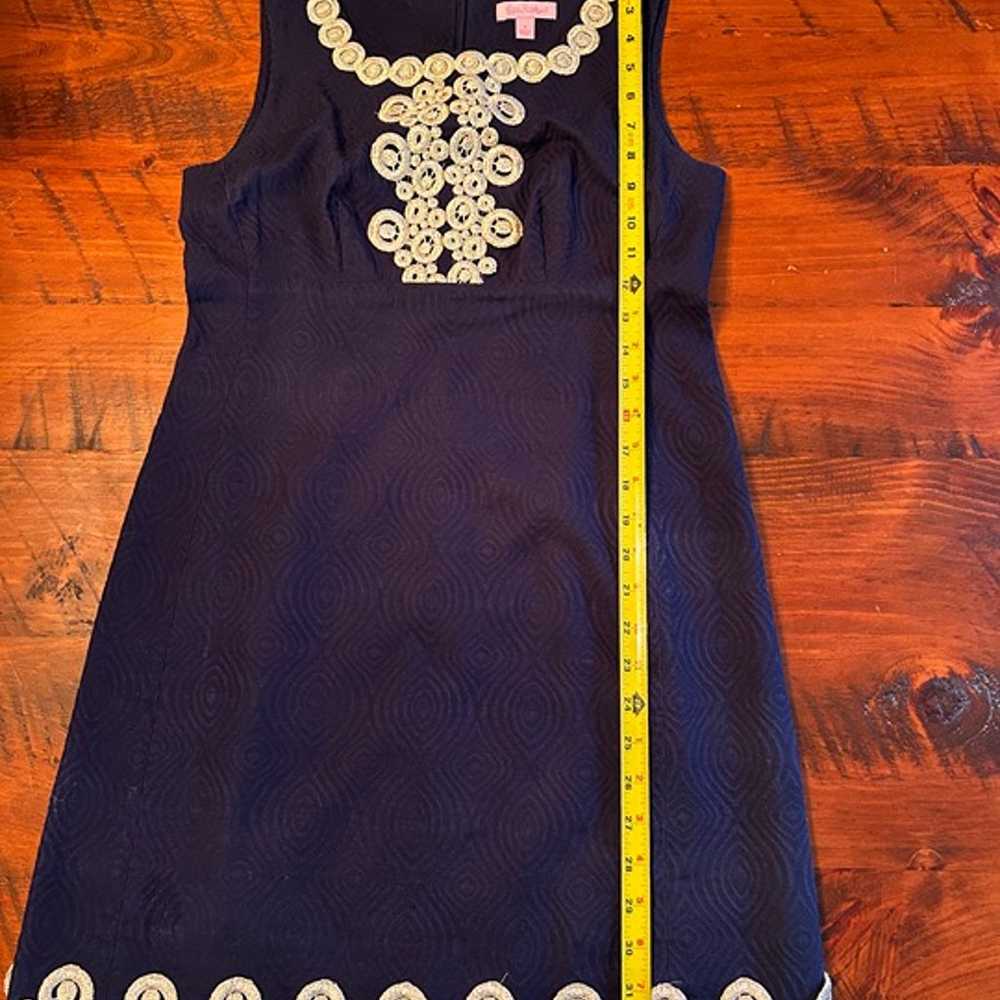 Lilly Pulitzer Shift Dress Dark Blue Gold Embelli… - image 6